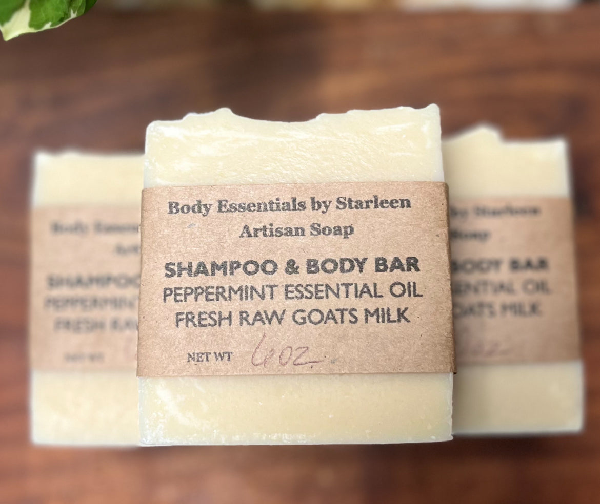 *******Artisan Soap & Shampoo Bar ~ Fresh Goats Milk with Peppermint Essential Oil With Soap Dish Tray