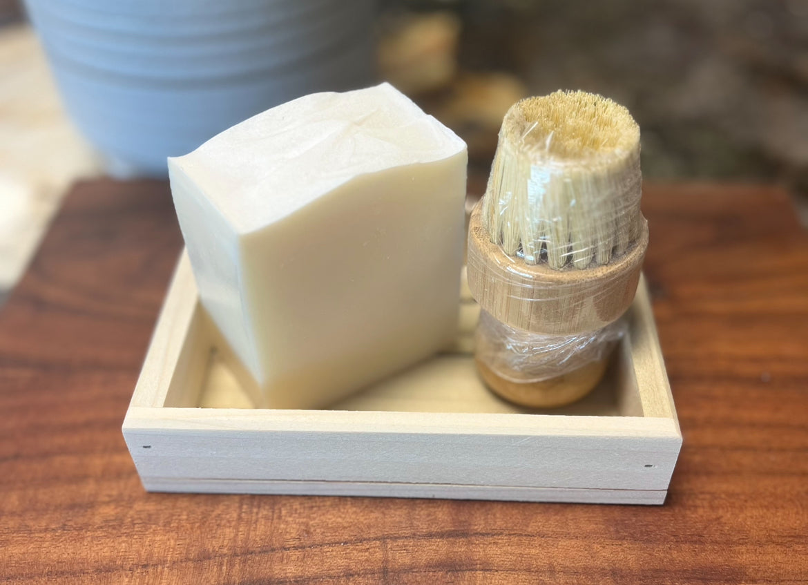 Artisan Soap Block with Soap Tray & Bamboo Brush