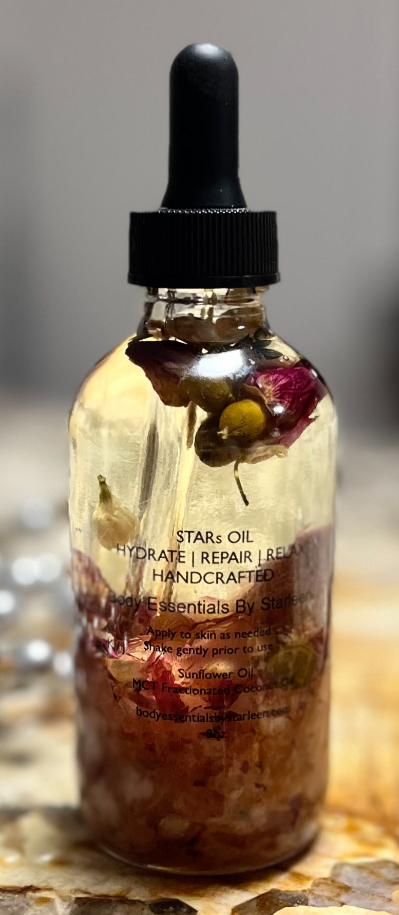 Body Oil Infused with Sea Salts & Dried Flowers