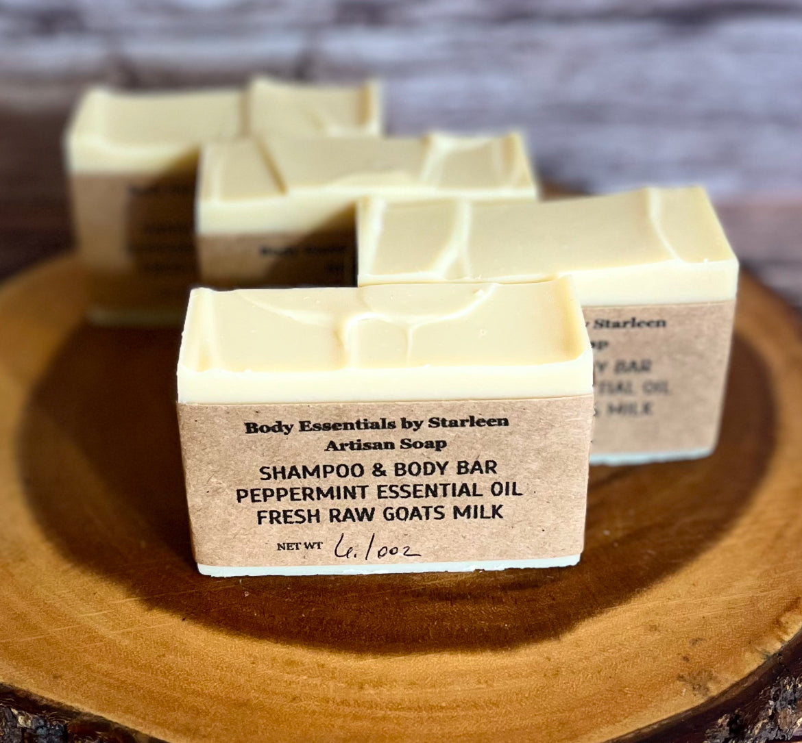 *******Artisan Soap & Shampoo Bar ~ Fresh Goats Milk with Peppermint Essential Oil With Soap Dish Tray