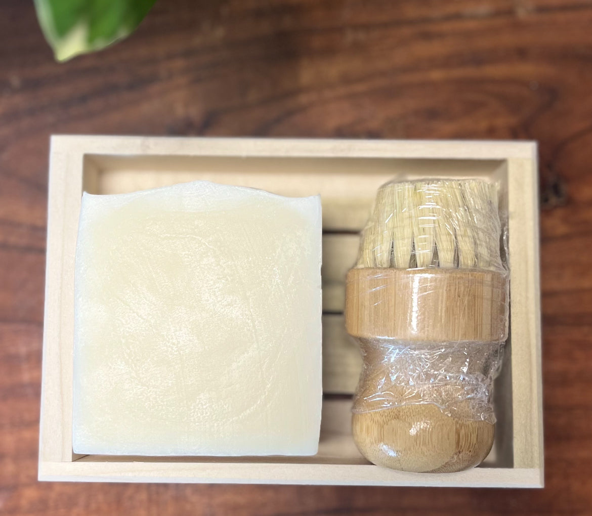 Artisan Soap Block with Soap Tray & Bamboo Brush