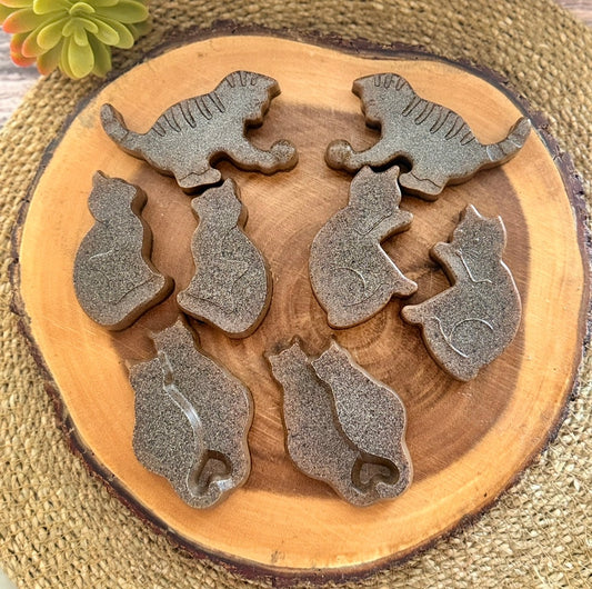 Cat Shaped Soaps (8) - Pumpkin Spice with Coffee Grounds