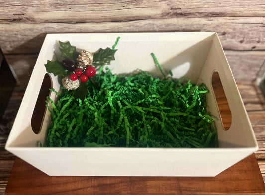 White Gift Box with Crinkle & Decorative Piece
